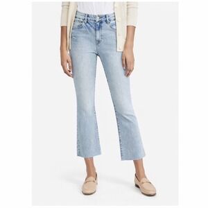 Pistola Lennon High Rise Raw Hem Crop Flare Jeans Size 25 Light‎ Wash
